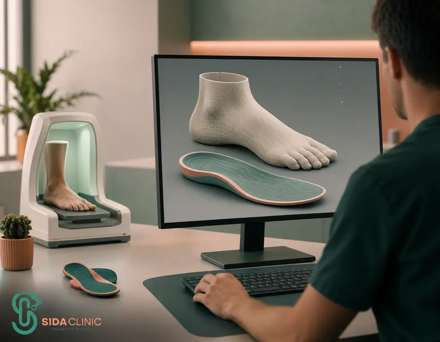 نمایش مدل سه بعدی پا برای طراحی کفی طبی